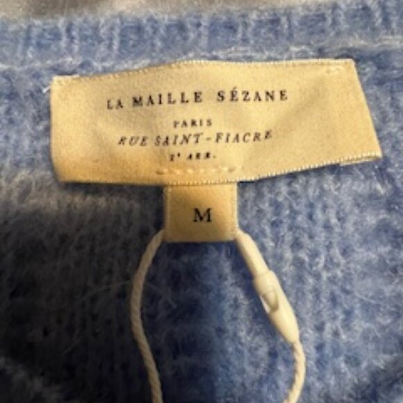 NWT Sezane Blue Gilet Amance Cardigan Sweater Size Medium - Picture 4 of 10